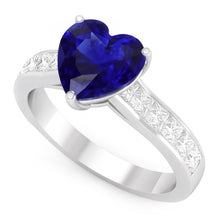 Afbeelding in Gallery-weergave laden, Edelsteen Sieraden Blauwe Saffier Hart Verlovingsring Goud 4,50 Karaat
