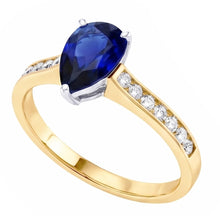 Afbeelding in Gallery-weergave laden, Edelsteen Sieraden Ceylon Sapphire Ring Kanaal Set Diamanten 4 Karaat
