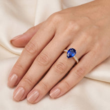 Afbeelding in Gallery-weergave laden, Edelsteen Sieraden Ceylon Sapphire Ring Kanaal Set Diamanten 4 Karaat
