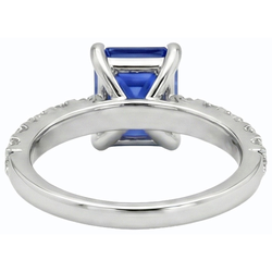 Edelsteen Smaragd Blauwe Saffier Ring Met Diamanten Accenten 2,50 Karaat
