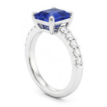 Afbeelding in Gallery-weergave laden, Edelsteen Smaragd Blauwe Saffier Ring Met Diamanten Accenten 2,50 Karaat
