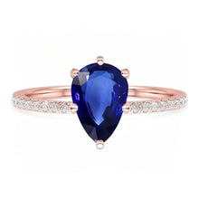 Afbeelding in Gallery-weergave laden, Edelsteen Solitaire Blauwe Saffier Ring &amp; Pave Set Diamant 3,50 Karaat
