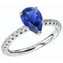 Afbeelding in Gallery-weergave laden, Edelsteen Trouwring Blauwe Saffier &amp; Pave Set Diamanten 3 Karaat
