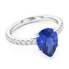 Afbeelding in Gallery-weergave laden, Edelsteen Trouwring Blauwe Saffier &amp; Pave Set Diamanten 3 Karaat
