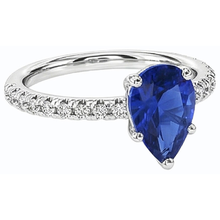 Afbeelding in Gallery-weergave laden, Edelsteen Trouwring Blauwe Saffier &amp; Pave Set Diamanten 3 Karaat
