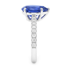 Afbeelding in Gallery-weergave laden, Edelsteen Trouwring Blauwe Saffier &amp; Pave Set Diamanten 3 Karaat
