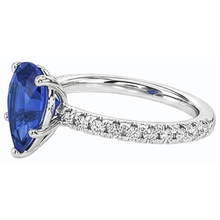 Afbeelding in Gallery-weergave laden, Edelsteen Trouwring Blauwe Saffier &amp; Pave Set Diamanten 3 Karaat
