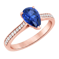 Edelsteen Trouwring Peervormige Ceylon Sapphire 3 Karaat Sieraden