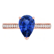 Afbeelding in Gallery-weergave laden, Edelsteen Trouwring Peervormige Ceylon Sapphire 3 Karaat Sieraden
