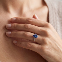 Afbeelding in Gallery-weergave laden, Edelsteen Trouwring Peervormige Ceylon Sapphire 3 Karaat Sieraden
