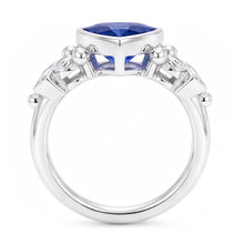 Afbeelding in Gallery-weergave laden, Edelsteen biljoen bezel set blauwe saffier ring 2 karaat stokbrood Natuurlijke echte diamant ( ni...
