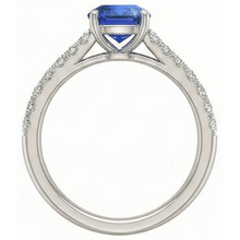 Afbeelding in Gallery-weergave laden, Edelsteen kussen geslepen saffier ring 2,50 karaat Fishtail set Natuurlijke echte diamant ( niet in het laboratorium gekweekt )en
