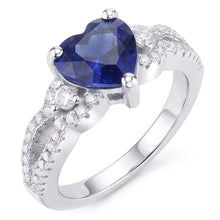 Afbeelding in Gallery-weergave laden, Edelsteen ring hart geslepen blauwe saffier gespleten schacht 4,50 karaat
