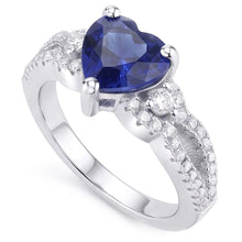 Afbeelding in Gallery-weergave laden, Edelsteen ring hart geslepen blauwe saffier gespleten schacht 4,50 karaat
