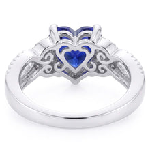 Afbeelding in Gallery-weergave laden, Edelsteen ring hart geslepen blauwe saffier gespleten schacht 4,50 karaat
