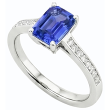 Afbeelding in Gallery-weergave laden, Edelsteen sieraden Ceylon saffier ring kanaal set Natuurlijke echte diamant ( niet in het laboratorium gekweekt )en 2 karaat

