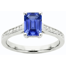 Afbeelding in Gallery-weergave laden, Edelsteen sieraden Ceylon saffier ring kanaal set Natuurlijke echte diamant ( niet in het laboratorium gekweekt )en 2 karaat

