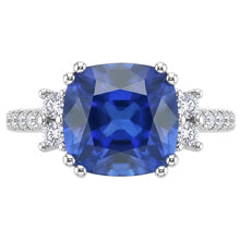 Afbeelding in Gallery-weergave laden, Edelsteen sieraden kussen gesneden Sri Lankaanse saffier ring 4,50 karaat
