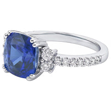 Afbeelding in Gallery-weergave laden, Edelsteen sieraden kussen gesneden Sri Lankaanse saffier ring 4,50 karaat
