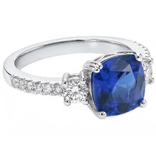 Afbeelding in Gallery-weergave laden, Edelsteen sieraden kussen gesneden Sri Lankaanse saffier ring 4,50 karaat
