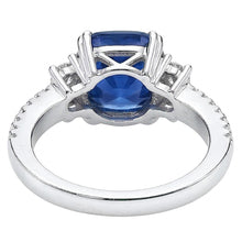 Afbeelding in Gallery-weergave laden, Edelsteen sieraden kussen gesneden Sri Lankaanse saffier ring 4,50 karaat
