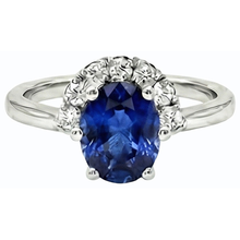 Afbeelding in Gallery-weergave laden, Edelsteen sieraden ovale blauwe saffier en Natuurlijke echte diamant ( niet in het laboratorium gekweekt )en ring 2,50 karaat
