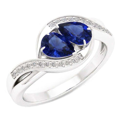 Edelsteen sieraden peer blauwe saffier ring gedraaide stijl 1,50 karaat