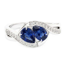 Afbeelding in Gallery-weergave laden, Edelsteen sieraden peer blauwe saffier ring gedraaide stijl 1,50 karaat

