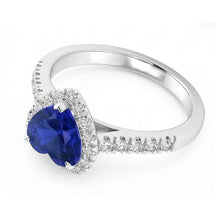 Afbeelding in Gallery-weergave laden, Edelsteenjuwelen voor dames Ceylon Sapphire Halo Diamond Ring 3.50 karaat
