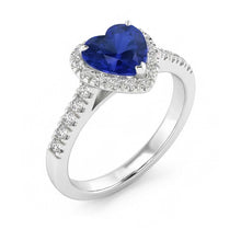 Afbeelding in Gallery-weergave laden, Edelsteenjuwelen voor dames Ceylon Sapphire Halo Diamond Ring 3.50 karaat
