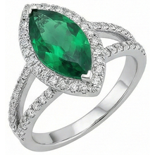 Afbeelding in Gallery-weergave laden, Edelsteenring 14K Marquise groene smaragd en ronde Natuurlijke echte diamanten ( niet in een laboratorium gekweekt ) 3,35 ct.
