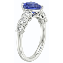 Afbeelding in Gallery-weergave laden, Edelsteenring voor dames Peervormige blauwe saffier met accenten 4 karaat
