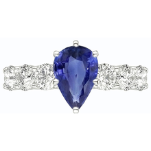 Afbeelding in Gallery-weergave laden, Edelsteenring voor dames Peervormige blauwe saffier met accenten 4 karaat

