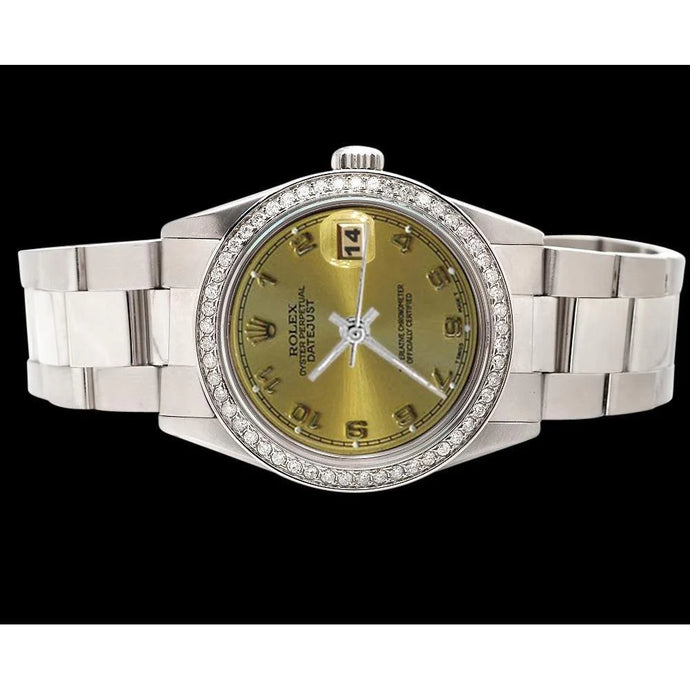 Eeuwigdurende Arabische wijzerplaat roestvrij staal Oester-armband Rolex Datumjust horloge snel ingesteld
