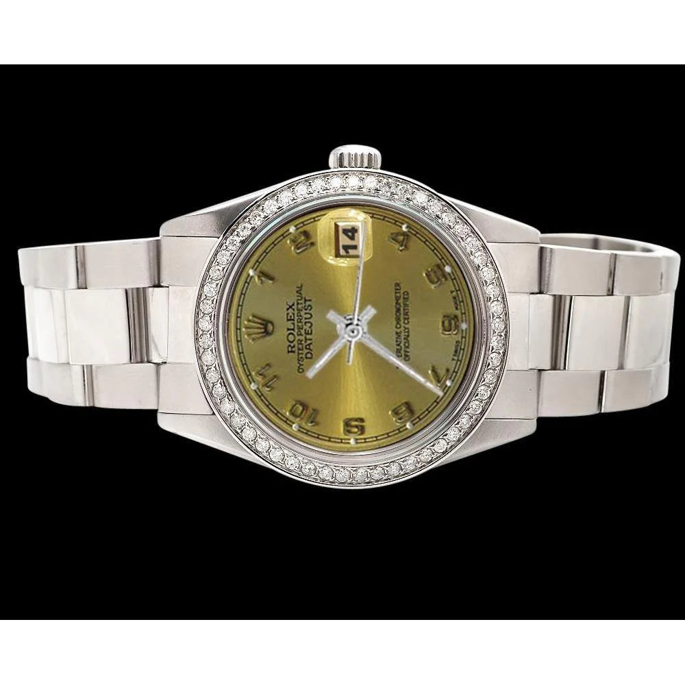 Eeuwigdurende Arabische wijzerplaat roestvrij staal Oester-armband Rolex Datumjust horloge snel ingesteld
