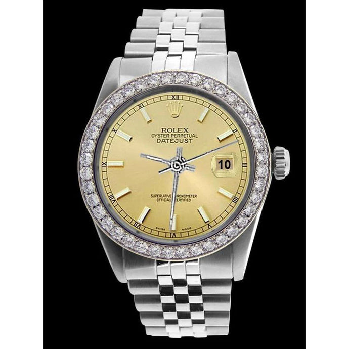 Eeuwigdurende Rolex Stok wijzerplaat herenhorloge Datumjust jubileumarmband snel ingesteld
