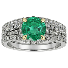 Afbeelding in Gallery-weergave laden, Sieraadsteen Ring Bicolor 14K Goud met Smaragd – profielaanzicht
