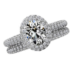 Old Mine Slijpvorm Briljant Halo Ring in 14K Witgoud – 4 karaat