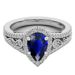 14 Karaat Witgoud Antiek Blauwe Saffier Sieraadsteen Ring 3