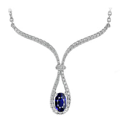 Royal Blue Saffier Halsketting 2 karaat – 14 Karaat Witgoud