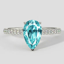 Afbeelding in Gallery-weergave laden, Elegante Paraiba-ring met peervormig slijpsel en pavé
