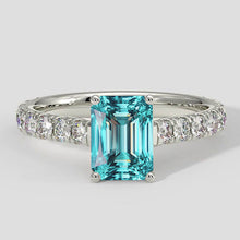 Afbeelding in Gallery-weergave laden, Elegante blauwachtige Paraiba diamanten ring
