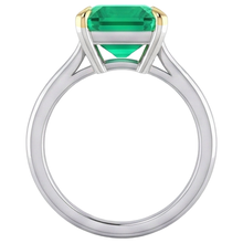 Afbeelding in Gallery-weergave laden, Smaragd Smaragd Slijpvorm Edelsteen Ring in 14 Karaat Tweekleurig Goud – profielaanzicht
