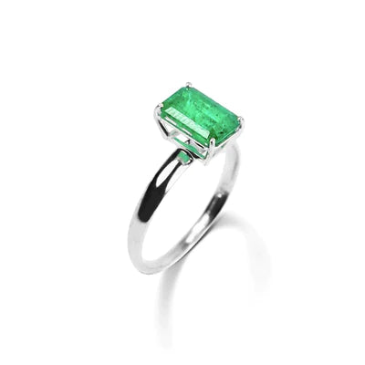 Emerald Cut Solitaire 10 karaat groene smaragd trouwring wit 14k