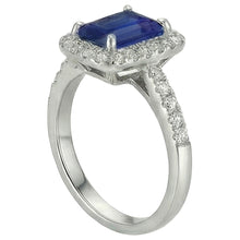 Afbeelding in Gallery-weergave laden, Emerald Cut Sri Lanka Sapphire Diamonds Ring 3 kt witgoud 14K

