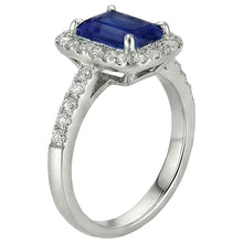 Afbeelding in Gallery-weergave laden, Emerald Cut Sri Lanka Sapphire Diamonds Ring 3 kt witgoud 14K
