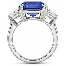 Afbeelding in Gallery-weergave laden, Smaragd Natuurlijke uit de aarde gewonnen Diamanten Sieraden Drie Steen Ring Radiant Saffier 5.50 Karaat

