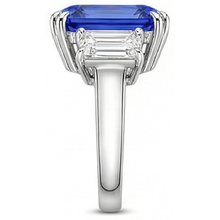 Afbeelding in Gallery-weergave laden, Smaragd Natuurlijke uit de aarde gewonnen Diamanten Sieraden Drie Steen Ring Radiant Saffier 5.50 Karaat
