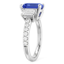 Afbeelding in Gallery-weergave laden, Emerald Diamond Radiant Blue Sapphire Ring 3 karaat witgoud 14K
