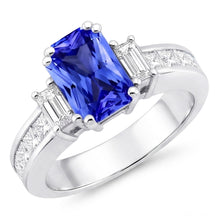 Afbeelding in Gallery-weergave laden, Emerald Diamond &amp; Sapphire Ring 3 stenen stijl 4.50 karaats kanaalset
